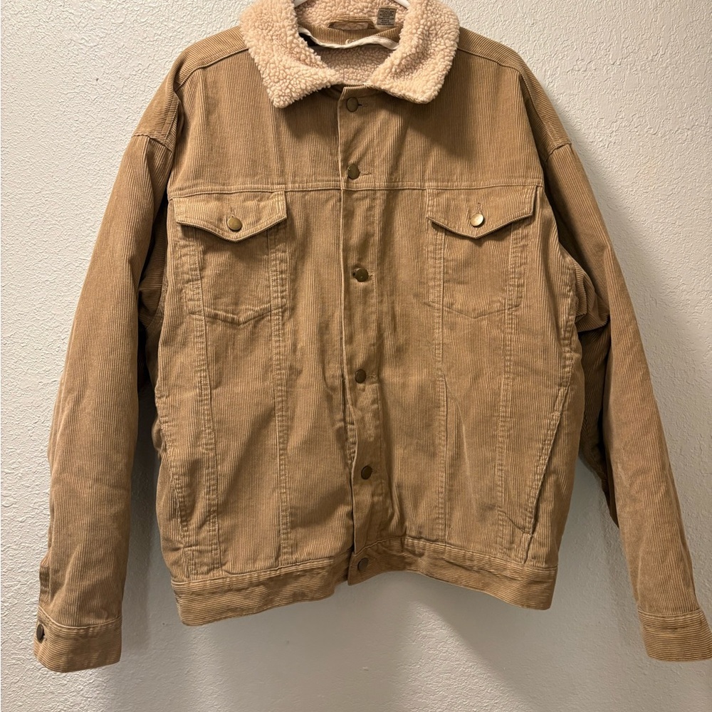 Source Unknown Tan Sherpa-Collar Jacket